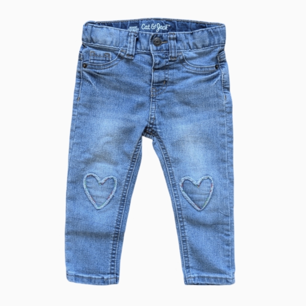 Cat & Jack Heart Knee Patch Skinny Jeans - Size 2T